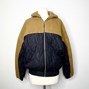 ASOS Collusion oversize teddy fur quilted bomber jacket zip up